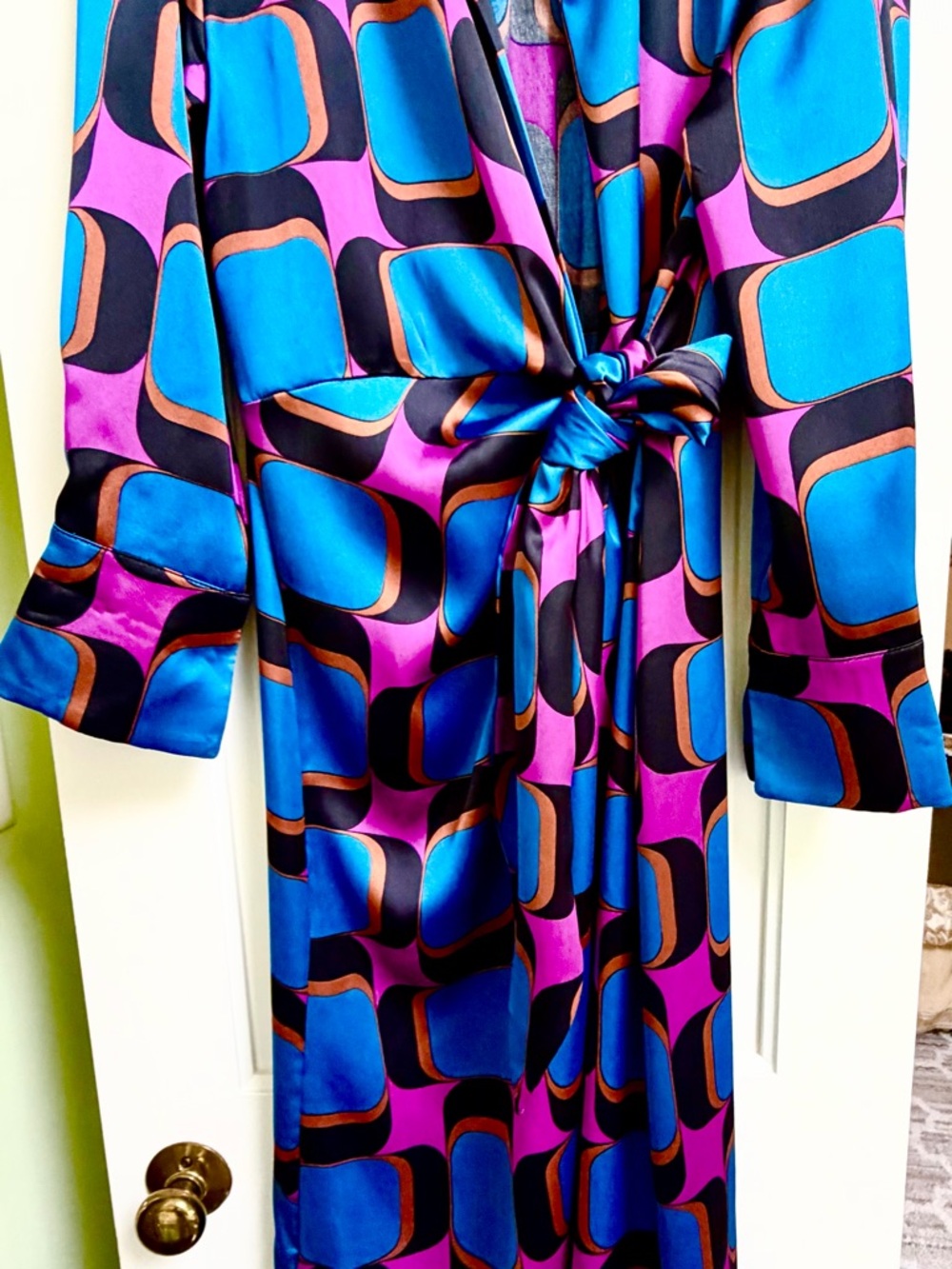 Zara Blue Pink Geometric Midi Dress